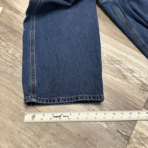 Carhartt Dark Wash Blue Mens 40x31 Loose Fit Carpenter Utility‎ Denim Work Jeans - Picture 11 of 13